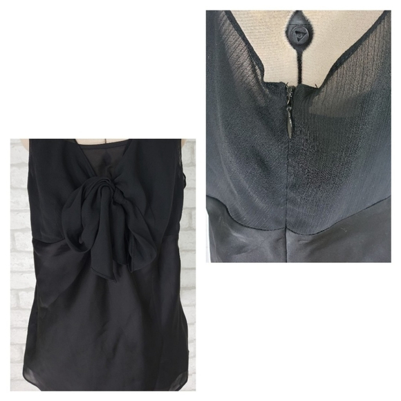 Ann Taylor LOFT | Bow Tie Semi-Sheer Black Sleeveless Blouse | 6 - Picture 4 of 5